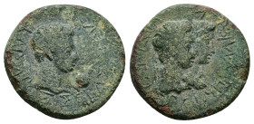Kings of Thrace. Rhoemetalkes I and Pythodoris, with Augustus, circa 11 BC-AD 12. AE. 7.40 g. 22.94 mm.
