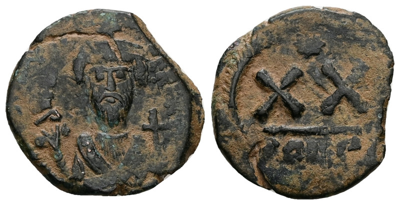 Phocas, AD 602-610. AE, Half Follis. 6.52 g. 25.09 mm.