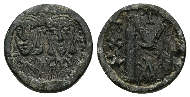 Leo III 'the Isaurian' and Constantine V, AD 717-741. AE, Follis. 4.14 g. 18.32 ...