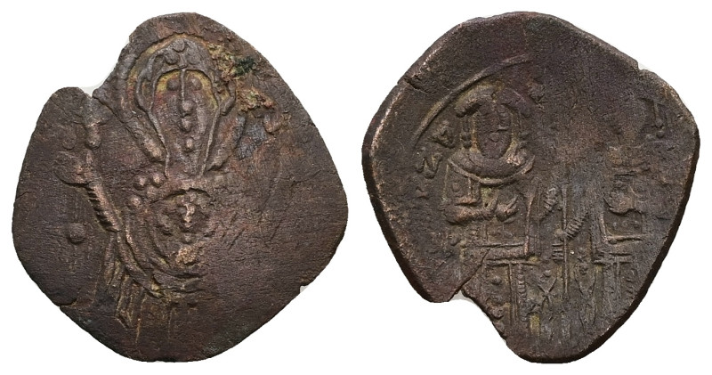 Andronicus II Palaeologus with Michael IX. AD 1282-1328. AE, Trachy. 1.47 g. 22....