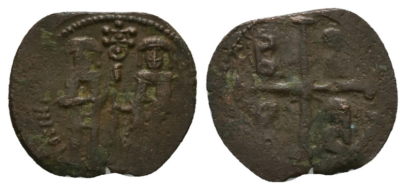 Andronicus II Palaeologus and Michael IX, AD 1282-1328. AE, Assarion. 1.70 g. 20...