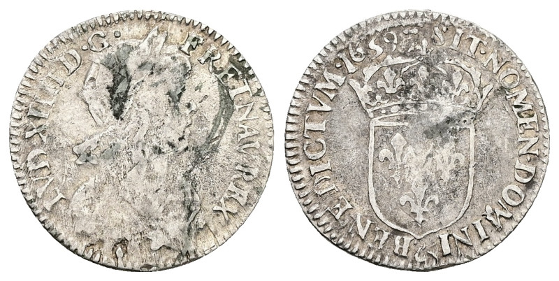 France. Louis XIV the Sun King, AD 1643-1715. AR, 1/12 Écu. 2.29 g. 20.55 mm.