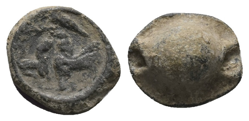 PB Asia Minor. Roman provincial conical seal (3th-4th century AD)
Obv: Two anima...