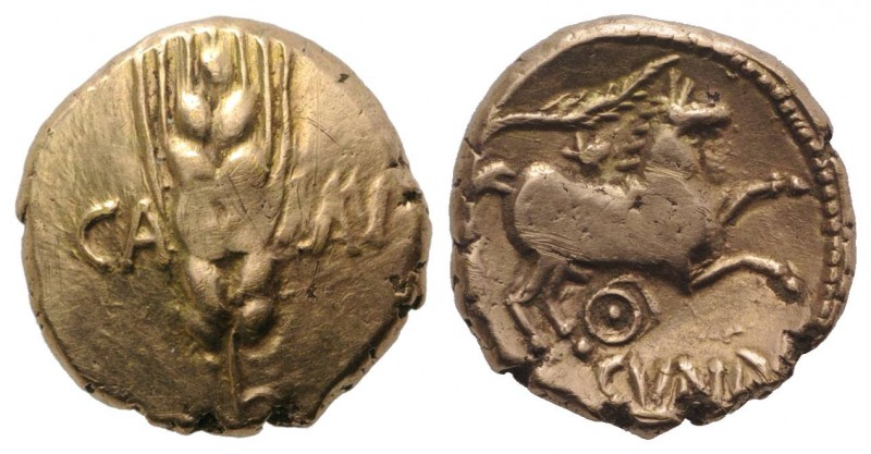 Celtic, Trinovantes & Catuvellauni. Cunobelin (c. AD 8-41). AV Stater (17mm, 5.4...