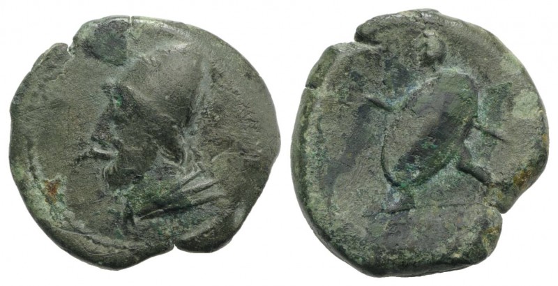 North-Eastern Italy, Ariminum, c. 268-225 BC. Æ Obol (20mm, 5.55g, 2h). Draped b...