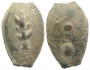 Etruria or Umbria, Uncertain, 3rd century BC. Cast Æ Sextans (33mm, 29.39g). Club. R/ Two pellets. Vecchi, ICC 199; HNItaly 54. Green patina, VF