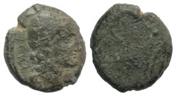 Etruria, Vetulonia, c. 3rd century BC. Æ Semuncia (17mm, 5.03g). Male head r., wearing pileus. R/ Blank. EC Group I, Series 5; HNItaly 199; SNG ANS 99...