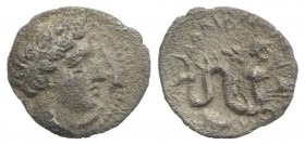 Campania, Allifae, c. 325-275 BC. AR Obol (9.5mm, 0.59g, 1h). Laureate head of Apollo r.; three dolphins around. R/ Skylla r., holding sepia and fish;...