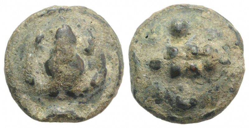 Northern Apulia, Luceria, c. 217-212 BC. Cast Æ Uncia (22mm, 13.74g). Frog. R/ C...