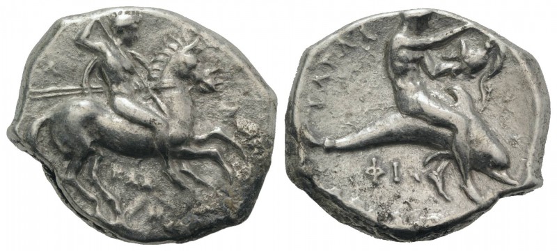 Southern Apulia, Tarentum, c. 333-331/0 BC. AR Nomos (22mm, 7.65g, 12h). Warror,...