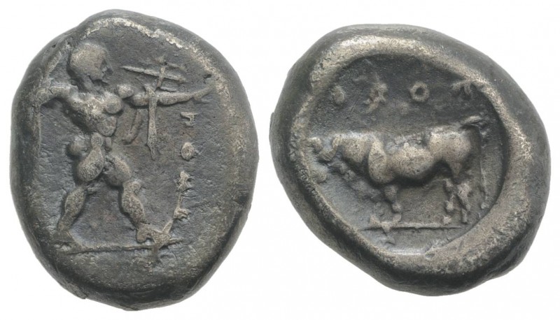Northern Lucania, Poseidonia, c. 445-420 BC. AR Stater (18mm, 7.83g, 7h). Poseid...