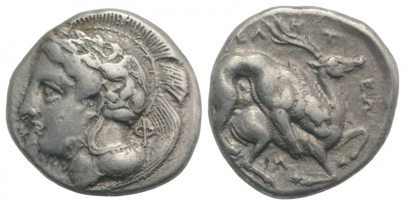 Northern Lucania, Velia, c. 440/35-400 BC. AR Didrachm (20mm, 7.68g, 1h). Head o...
