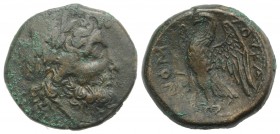 Southern Lucania, The Lucani, c. 209-207 BC. Æ Unit (21mm, 8.27g, 6h). Laureate head of Zeus r. R/ Eagle standing l. with open wings. HNItaly 1451. Ve...