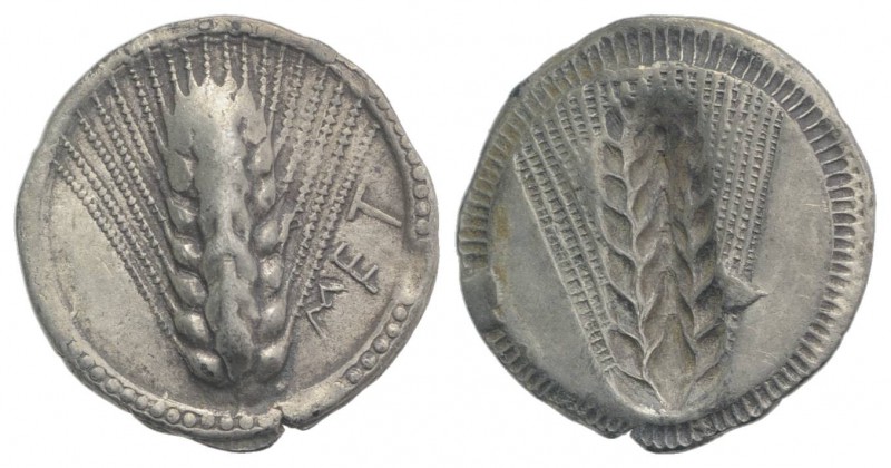 Southern Lucania, Metapontion, c. 540-510 BC. AR Drachm (19mm, 2.66g, 12h). Barl...