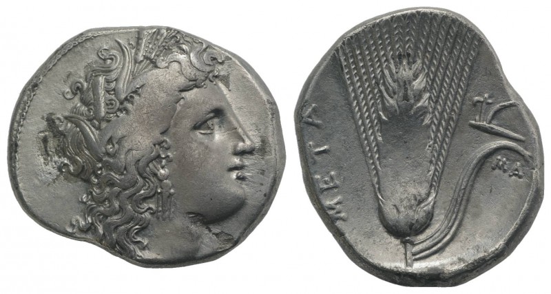 Southern Lucania, Metapontion, c. 325-275 BC. AR Stater (23mm, 7.82g, 3h). Head ...