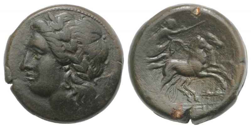 Bruttium, The Brettii, c. 216-214 BC. Æ Double (27mm, 20.07g, 9h). Laureate head...