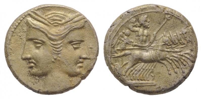 Bruttium, Carthaginian occupation, c. 216-211 BC. EL Three-eighths Shekel (13mm,...