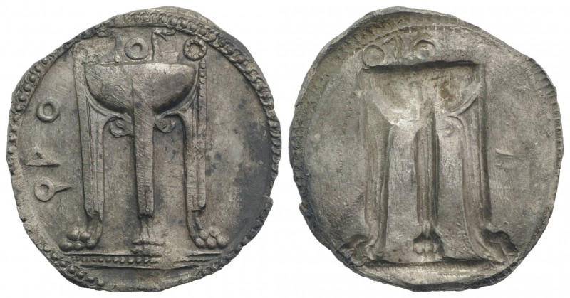Bruttium, Kroton, c. 530-500 BC. AR Stater (28mm, 8.27g, 12h). Tripod, legs term...