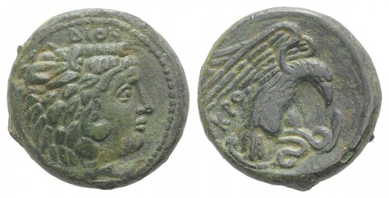 Bruttium, Kroton, c. 350-300 BC. Æ (19mm, 6.26g, 9h). Head of Herakles r., weari...
