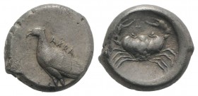 Sicily, Akragas, c. 495-480/78 BC. AR Didrachm (20mm, 8.73g, 7h). Sea eagle standing l. R/ Crab within shallow incuse circle. Westermark, Coinage, Gro...