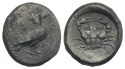Sicily, Akragas, c. 480/478-470 BC. AR Didrachm (20mm, 8.39g, 12h). Sea eagle standing r. R/ Crab. Westermark, Coinage, Group IV, 284 (O91/R19\); HGC ...