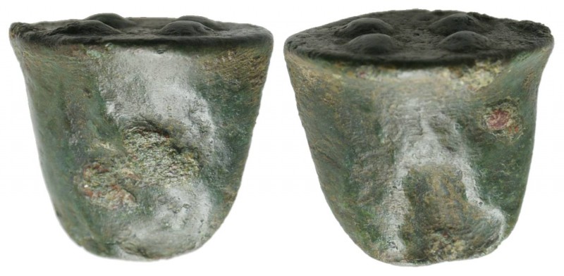 Sicily, Akragas, c. 450-440 BC. Cast Æ Trias or Tetronkion (19mm, 13.77g). Eagle...