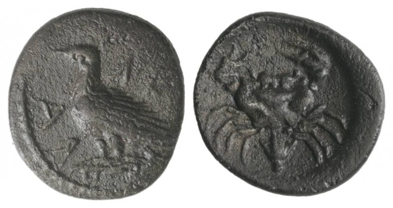 Sicily, Akragas, c. 425-406 BC. AR Litra (10mm, 0.78g, 7h). Eagle standing l. on...