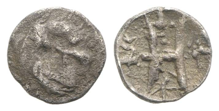 Sicily, Eryx, c. 440-425 BC. AR Hemilitron (7mm, 0.20g, 9h). Forepart of hound r...