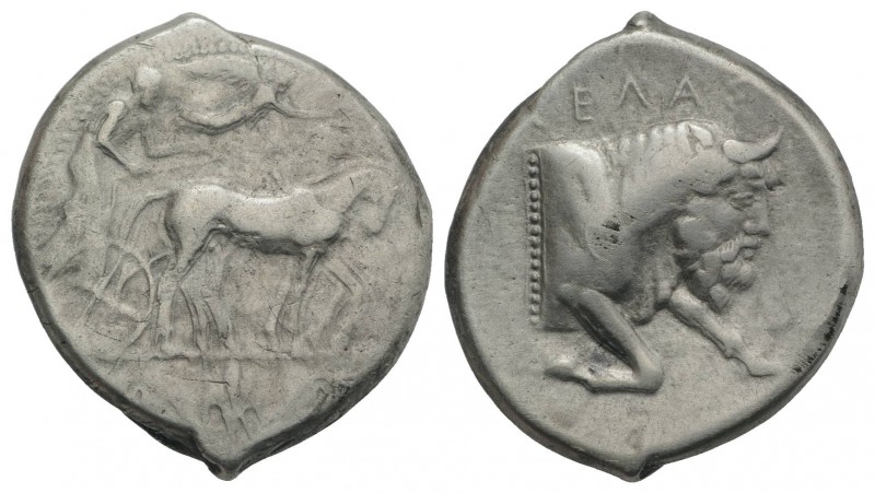 Sicily, Gela, c. 430-425 BC. AR Tetradrachm (29mm, 17.09g, 6h). Charioteer drivi...