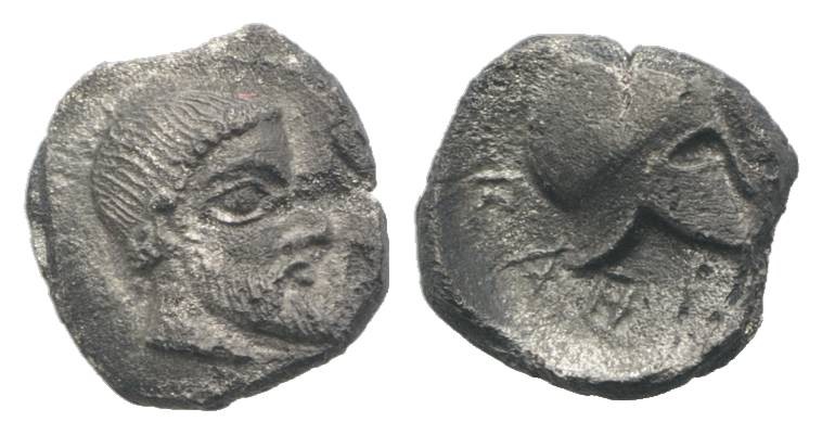 Sicily, Himera, c. 430 BC. AR Litra (8mm, 0.57g, 8h). Bearded head r., wearing t...