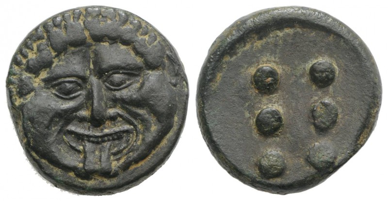 Sicily, Himera, c. 425-409 BC. Æ Hemilitron or Hexonkion (23mm, 13.43g). Gorgone...
