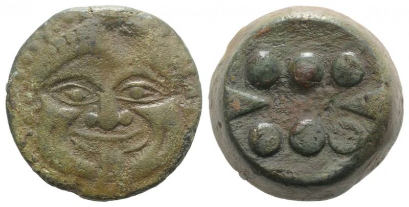 Sicily, Himera, c. 430-420 BC. Æ Hemilitron (26mm, 25.96g). Facing gorgoneion wi...