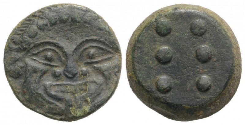 Sicily, Himera, c. 425-409 BC. Æ Hemilitron or Hexonkion (23mm, 13.35g). Gorgone...