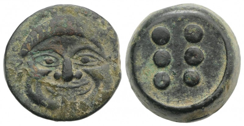 Sicily, Himera, c. 425-409 BC. Æ Hemilitron or Hexonkion (26mm, 26.44g). Gorgone...