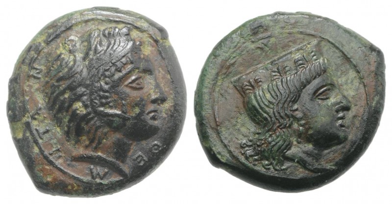 Sicily, Himera as Thermai Himerensis, c. 4th-3rd century BC. Æ (15mm, 3.54g, 3h)...