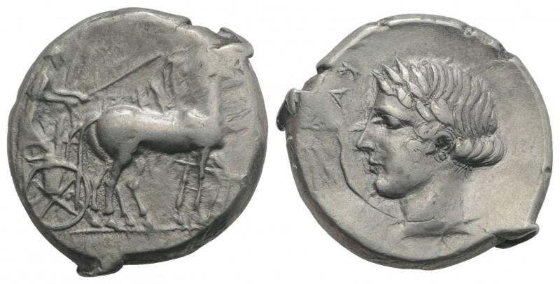 Sicily, Katane, c. 435-412 BC. AR Tetradrachm (27mm, 17.30g, 1h). Charioteer dri...