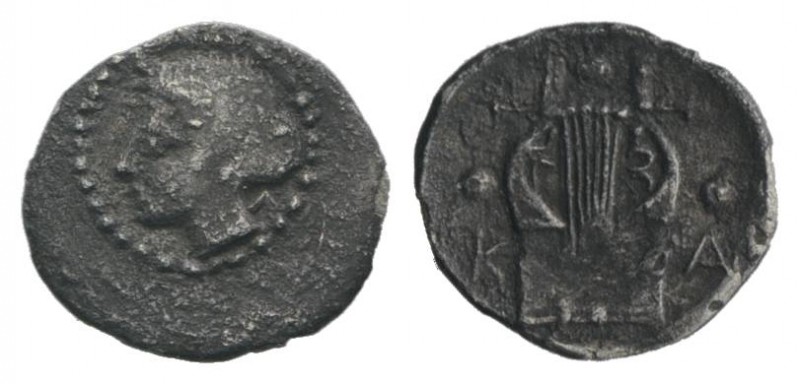 Sicily, Katane, c. 415-412 BC. AR Tetras - Trionkion (8mm, 0.17g, 6h). Laureate ...