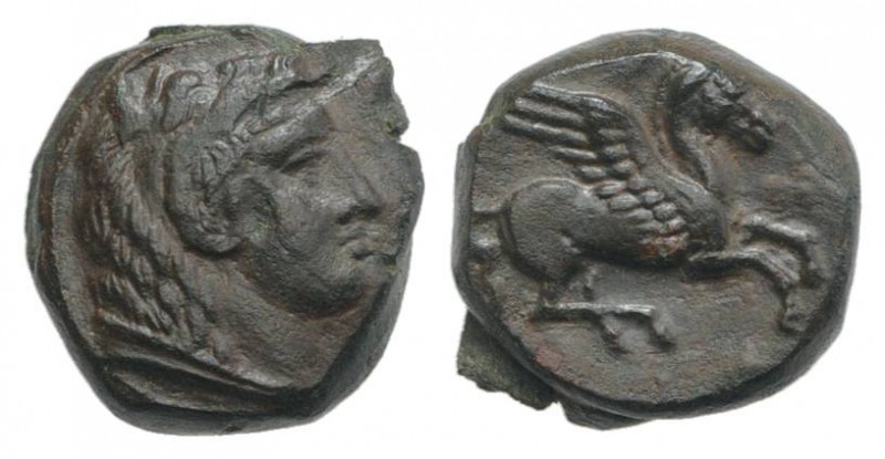 Sicily, Kephaloidion, 4th century BC. Æ (11mm, 2.42g, 2h). Head of Herakles r., ...