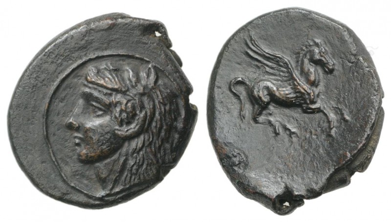 Sicily, Kephaloidion, c. 344-336 BC. Æ (15mm, 2.46g, 6h). Head of Herakles l., w...