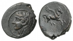 Sicily, Kephaloidion, c. 344-336 BC. Æ (15mm, 2.46g, 6h). Head of Herakles l., wearing lion's skin. R/ Pegasos flying r. CNS I, 5; SNG ANS 1320; HGC 2...