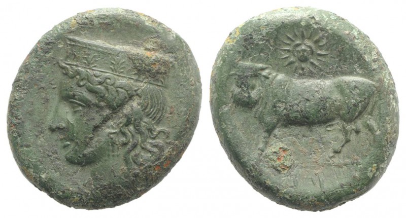 Sicily, Panormos as Ziz, c. 336-330 BC. Æ (25mm, 12.34g, 12h). Head of Hera l., ...