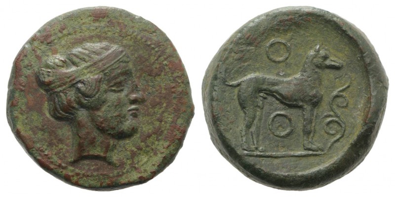 Sicily, Segesta, c. 416/5-414/3 BC. Æ Hexas (19mm, 7.59g, 6h). Head of Aigiste r...