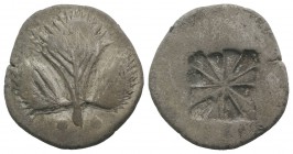 Sicily, Selinos, c. 540-515 BC. AR Didrachm (24mm, 8.77g). Selinon leaf. R/ Incuse square divided into twelve sections. HGC 2, 1208. About VF