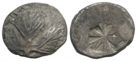 Sicily, Selinos, c. 540-515 BC. AR Didrachm (22mm, 8.37g). Selinon leaf. R/ Incuse square divided into twelve sections. HGC 2, 1208. Near VF