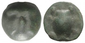 Sicily, Selinos, c. 450-440 BC. Cast Æ Quincunx (23mm, 12.04g, 6h). Facing head of Selinos. R/ Krater; five pellets aroudn. CNS I, 1A; HGC 2, 1230. Ra...
