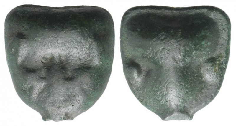 Sicily, Selinos, c. 450-440 BC. Cast Æ Hexas (15mm, 4.92g, 12h). Silenus mask fa...