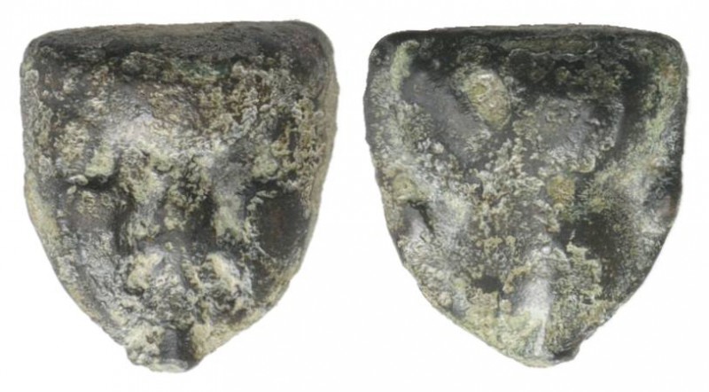 Sicily, Selinos, c. 450-440 BC. Cast Æ Hexas (14mm, 4.57g, 12h). Silenus mask fa...