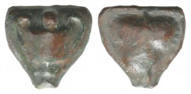 Sicily, Selinos, c. 450-440 BC. Cast Æ Onkia (14mm, 3.75g, 6h). Kantharos; pellet above. R/ Selinon leaf. CNS I, 10; HGC 2, 1237. Good VF