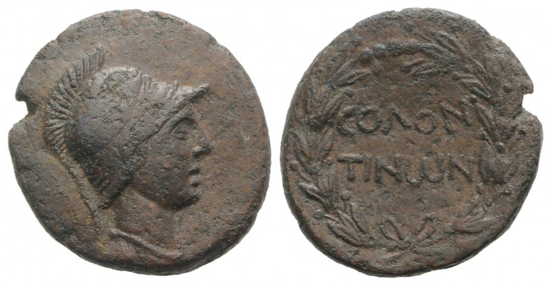 Sicily, Soloi, after 241 BC. Æ (23mm, 7.19g, 12h). Head of Athena r., wearing cr...