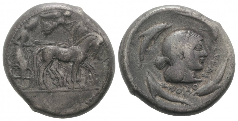 Sicily, Syracuse. Hieron I (478-466 BC). AR Tetradrachm (25mm, 16.92g, 3h), c. 4...